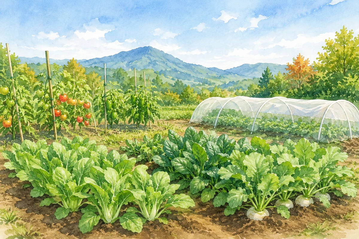 9月の寒冷地家庭菜園の全景