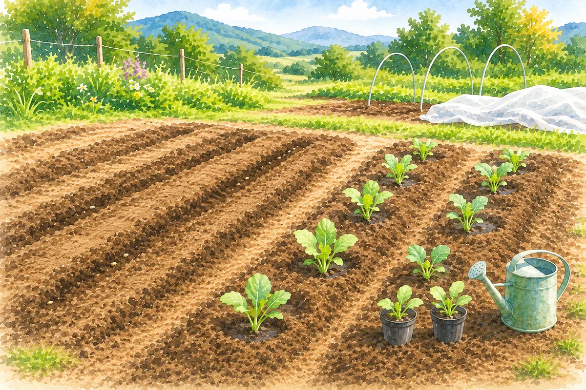 秋冬野菜の種まきと植え付け作業
