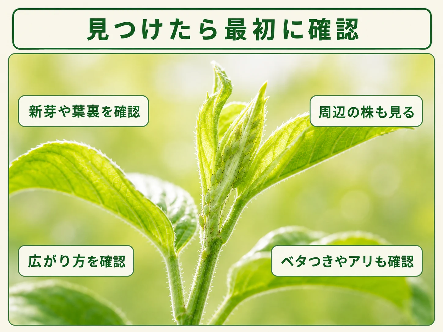 アブラムシ類を見つけたときの最初の確認ポイント