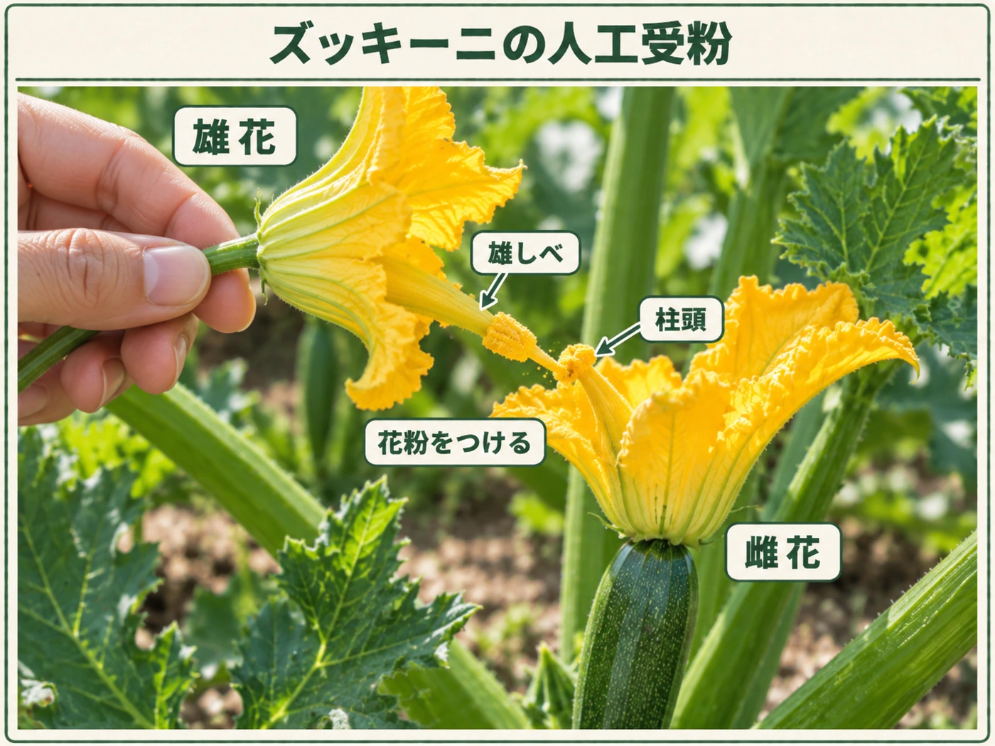 ズッキーニの人工受粉のやり方